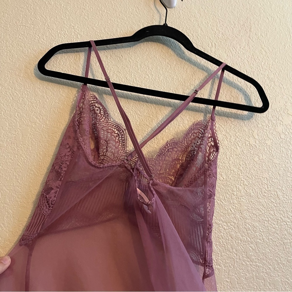 VICTORIA'S SECRET Lace Mauve Mesh Babydoll Top Women's Size Small - Picture 6 of 10